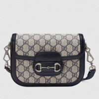 Gucci Horsebit 1955 Mini Bag In Blue GG Canvas