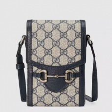 Gucci Horsebit 1955 Mini Bag In Blue GG Supreme Canvas