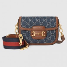 Gucci Horsebit 1955 Mini Bag In GG Jacquard Denim