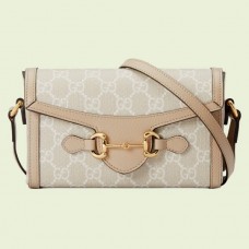 Gucci Horsebit 1955 Mini Crossbody Bag In White GG Canvas