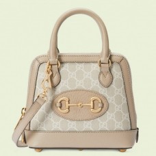 Gucci Horsebit 1955 Mini Top Handle Bag In White Supreme Canvas