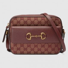 Gucci Horsebit 1955 Small Bag In Gurgundy GG Canvas