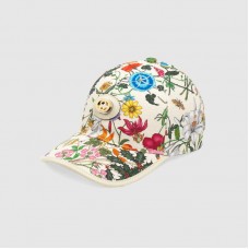 Gucci Baseball hat with Flora print Ivory
