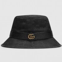 Gucci black GG canvas bucket hat with Double G