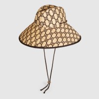 Gucci GG raffia wide brim hat