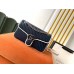 Gucci GG Marmont Small Shoulder Bag In Blue Diagonal Leather