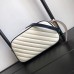 Gucci GG Marmont Small Camera Bag In White Diagonal Leather