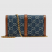 Gucci Jackie 1961 Chain Wallet Bag Washed GG Denim Blue