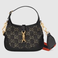 Gucci Jackie 1961 Mini Hobo Bag In Black Denim