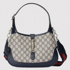 Gucci Jackie 1961 Small Hobo Bag In Blue GG Supreme Canvas