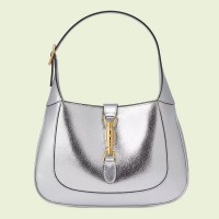 Gucci Jackie 1961 Small Hobo Bag In Silver Metallic Leather