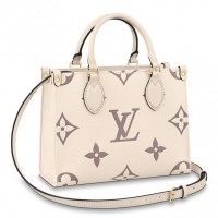 Louis Vuitton M45654 LV OnTheGo PM tote Bag in Cream/Bois de Rose Pink Monogram Empreinte leather