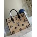 Louis Vuitton OnTheGo MM Bag In Raffia With Blue Leather M57723