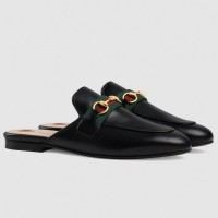 Gucci Black Princetown Slippers With Web and Horsebit