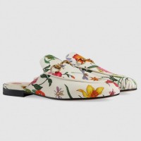 Gucci Princetown Slippers In Flora Print Canvas