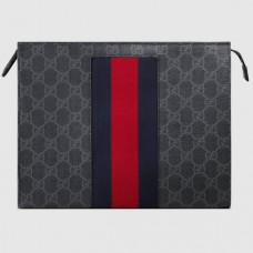 Gucci Black GG Supreme Web Portfolio Pouch