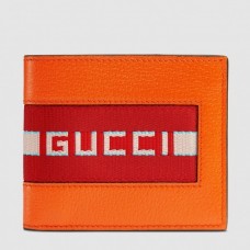 Gucci Orange Stripe Leather Bi-fold Wallet