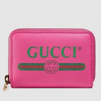 Gucci Pink Print Leather Card Case
