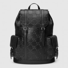 Gucci Men's Backpack In Black GG Embossed Leather
