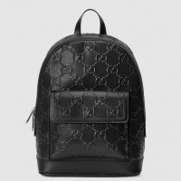 Gucci Men's Medium Backpack In Black GG Embossed Leather