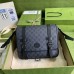 Gucci Black GG Messenger Bag with Double Belts