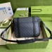 Gucci Black GG Messenger Bag with Double Belts