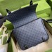 Gucci Black GG Messenger Bag with Double Belts