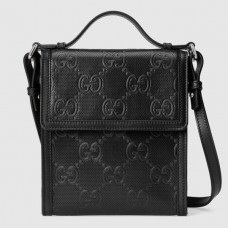Gucci Messengers Bag In Black GG Embossed Leather