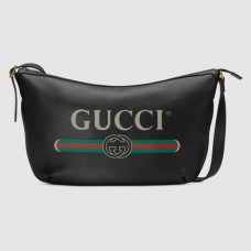 Gucci Vintage Logo Print Half-Moon Hobo Bag 523588 Black 2018