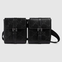 Gucci Belt Bag In Black GG Embossed Leather
