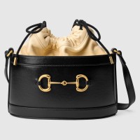 Gucci 1955 Horsebit Bucket Bag In Black Calfskin