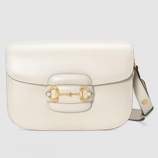 Gucci 1955 Horsebit Shoulder Bag In White Leather