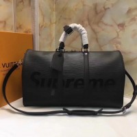 Louis Vuitton M53419 X Supreme Keepall 45 Bandouliere Bags Black