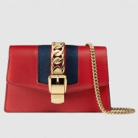 Gucci Red Sylvie Leather Mini Chain Bag