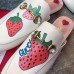 Gucci White Princetown Slippers With Gucci Strawberry