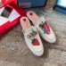 Gucci White Princetown Slippers With Gucci Strawberry