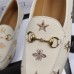 Gucci Jordaan Embroidered Loafers In White Leather