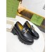 Gucci Lug Sole Horsebit Loafers In Black Calfskin