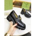 Gucci Lug Sole Horsebit Loafers In Black Calfskin