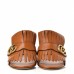 Gucci Calfskin GG Marmont Fringe Mid Heel Slide Sandals