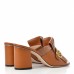 Gucci Calfskin GG Marmont Fringe Mid Heel Slide Sandals
