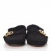 Gucci Suede GG Marmont Fringe Slippers Black