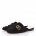 Gucci Suede GG Marmont Fringe Slippers Black
