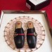 Gucci Black Leather Slippers With Signature Web