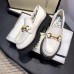 Gucci Lug Sole Horsebit Loafers In White Leather