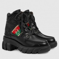 Gucci Black Leather Ankle Boots With Interlocking G