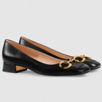 Gucci Black Leather Ballet Flat With Horsebit