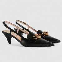 Gucci Black Slingback Pumps with Bamboo Horsebit