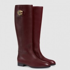 Gucci Boots In Bordeaux Leather with Tiger Head