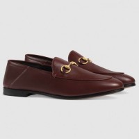 Gucci Foldable Slim Horsebit Loafers In Burgundy Leather